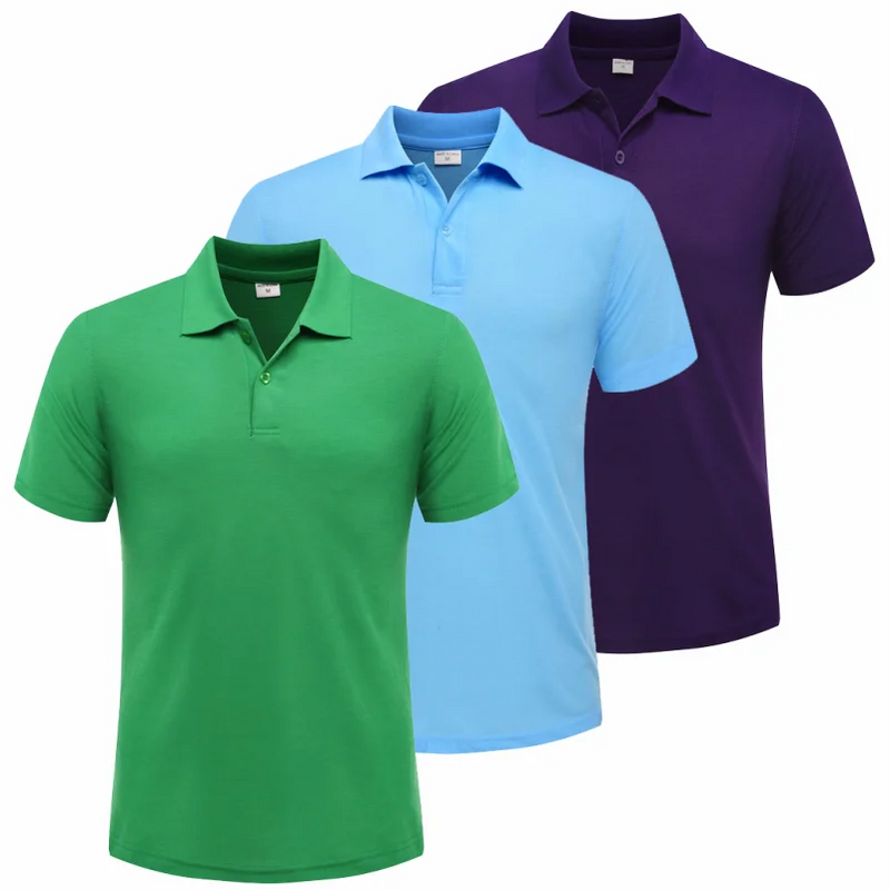 3 PACK Lapel Short-sleeved Air-breathable POLO Shirt Summer Unisex Solid Color Design Embroidery Quick Dry Top Print LOGO