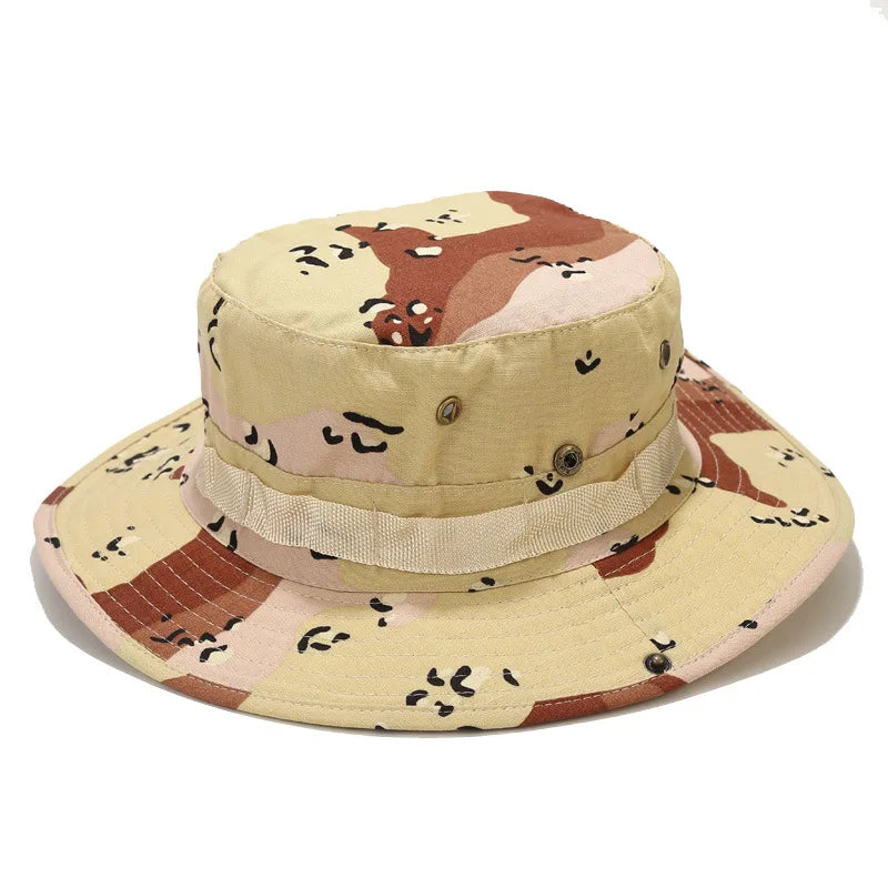 Tactical Camouflage Fishing Cap Military Hat Army Caps Men Women Outdoor Sports Sun Boonie Bucket Hiking Hunting Climbing Hats