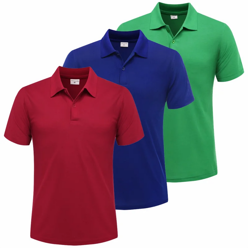 3 PACK Lapel Short-sleeved Air-breathable POLO Shirt Summer Unisex Solid Color Design Embroidery Quick Dry Top Print LOGO