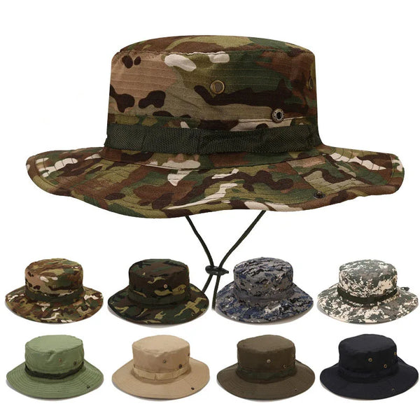 Tactical Camouflage Fishing Cap Military Hat Army Caps Men Women Outdoor Sports Sun Boonie Bucket Hiking Hunting Climbing Hats