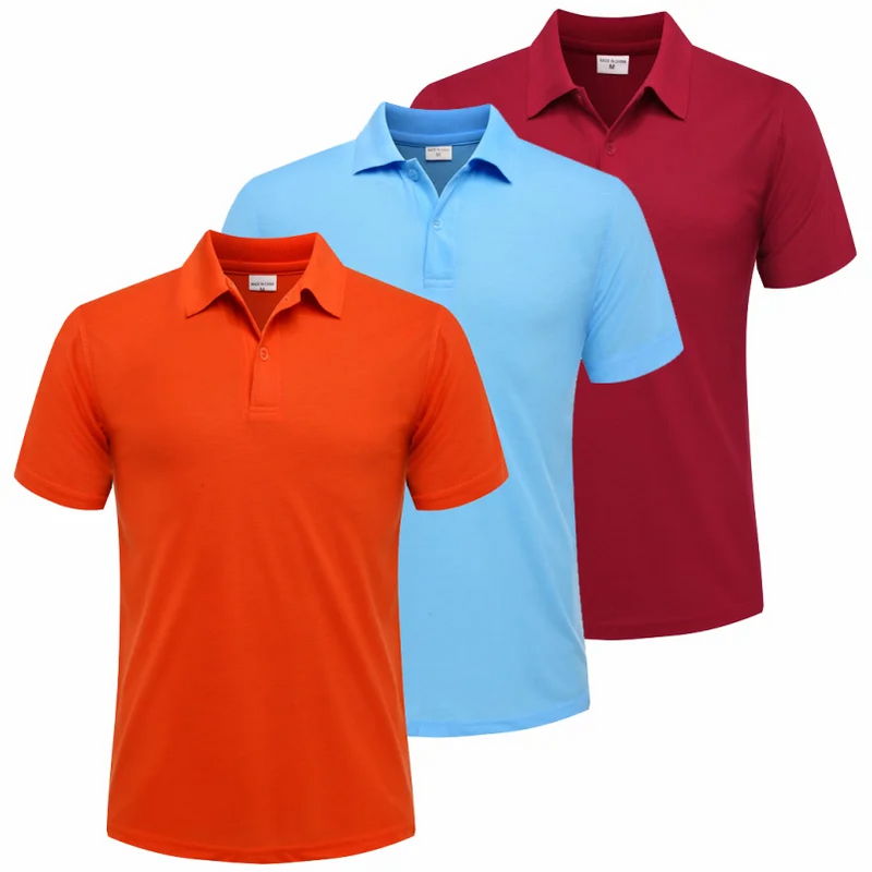 3 PACK Lapel Short-sleeved Air-breathable POLO Shirt Summer Unisex Solid Color Design Embroidery Quick Dry Top Print LOGO