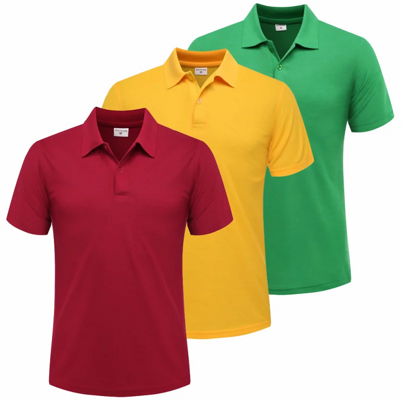 3 PACK Lapel Short-sleeved Air-breathable POLO Shirt Summer Unisex Solid Color Design Embroidery Quick Dry Top Print LOGO