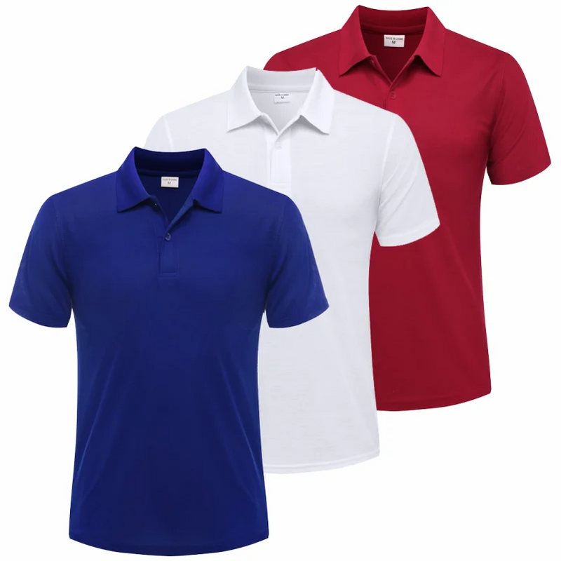 3 PACK Lapel Short-sleeved Air-breathable POLO Shirt Summer Unisex Solid Color Design Embroidery Quick Dry Top Print LOGO