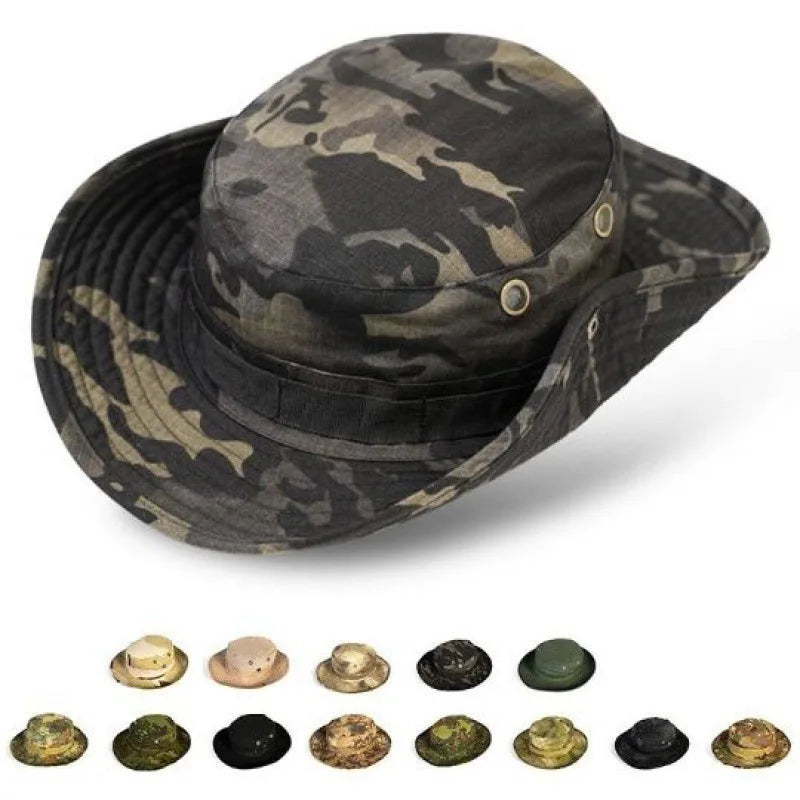 Tactical Camouflage Fishing Cap Military Hat Army Caps Men Women Outdoor Sports Sun Boonie Bucket Hiking Hunting Climbing Hats