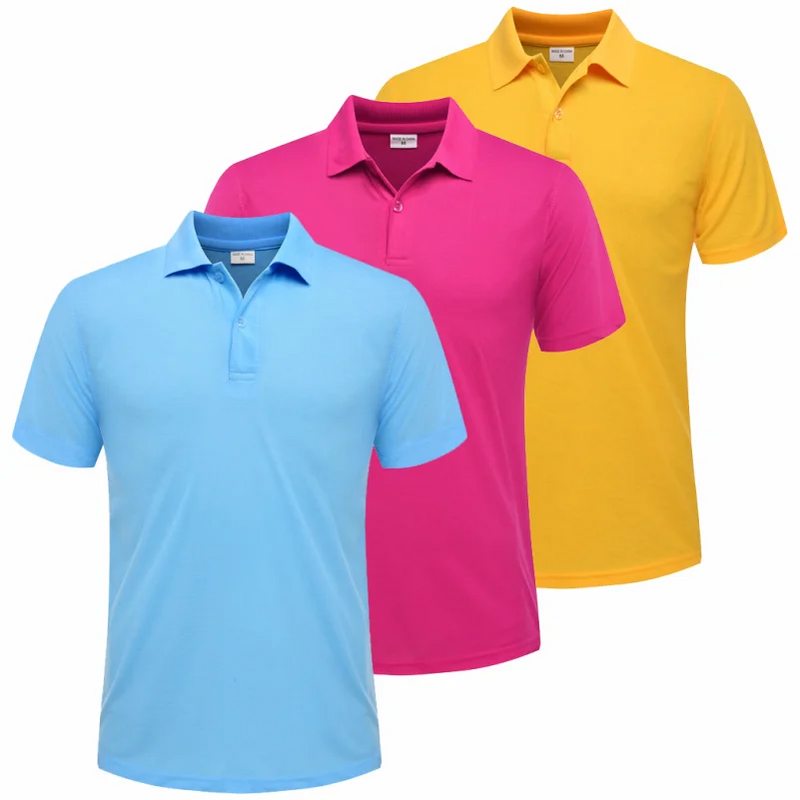 3 PACK Lapel Short-sleeved Air-breathable POLO Shirt Summer Unisex Solid Color Design Embroidery Quick Dry Top Print LOGO