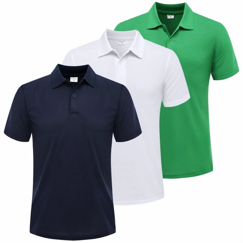 3 PACK Lapel Short-sleeved Air-breathable POLO Shirt Summer Unisex Solid Color Design Embroidery Quick Dry Top Print LOGO