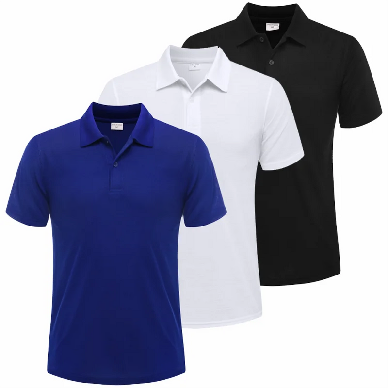 3 PACK Lapel Short-sleeved Air-breathable POLO Shirt Summer Unisex Solid Color Design Embroidery Quick Dry Top Print LOGO