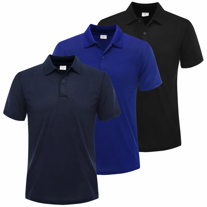 3 PACK Lapel Short-sleeved Air-breathable POLO Shirt Summer Unisex Solid Color Design Embroidery Quick Dry Top Print LOGO