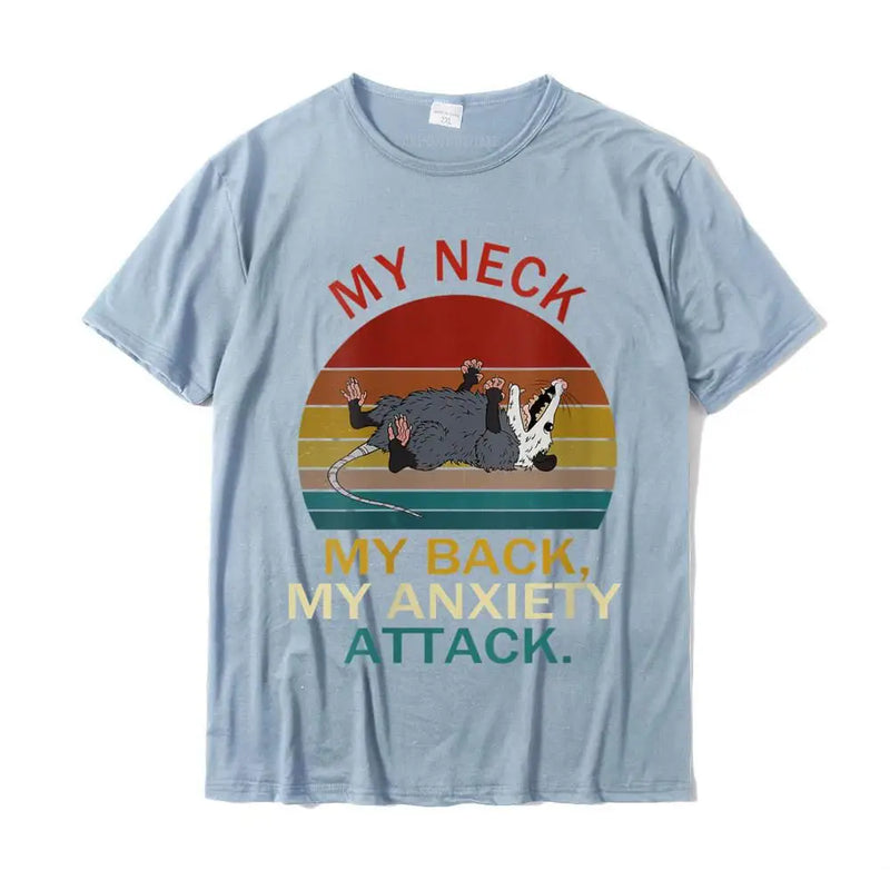 Womens My Neck My Back My Anxiety Attack Opossum Sunset Round Neck T-Shirt Cotton Boy Tops Shirt Summer T Shirts Summer Company