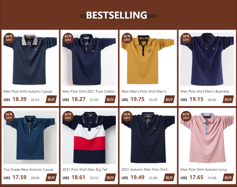 New Men's Polo Shirt Men's Leisure Embroidery Cotton Polo Shirt Mens Long Sleeve Large Batch Polo Shirt Men's Luxury Tops 6XL