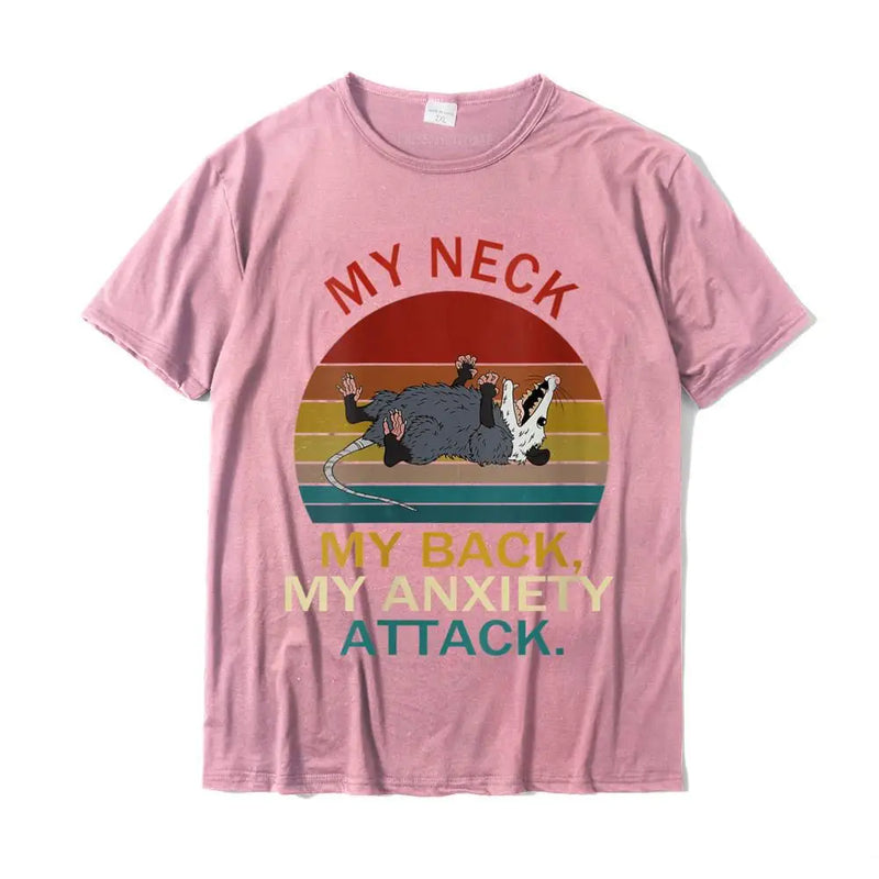 Womens My Neck My Back My Anxiety Attack Opossum Sunset Round Neck T-Shirt Cotton Boy Tops Shirt Summer T Shirts Summer Company