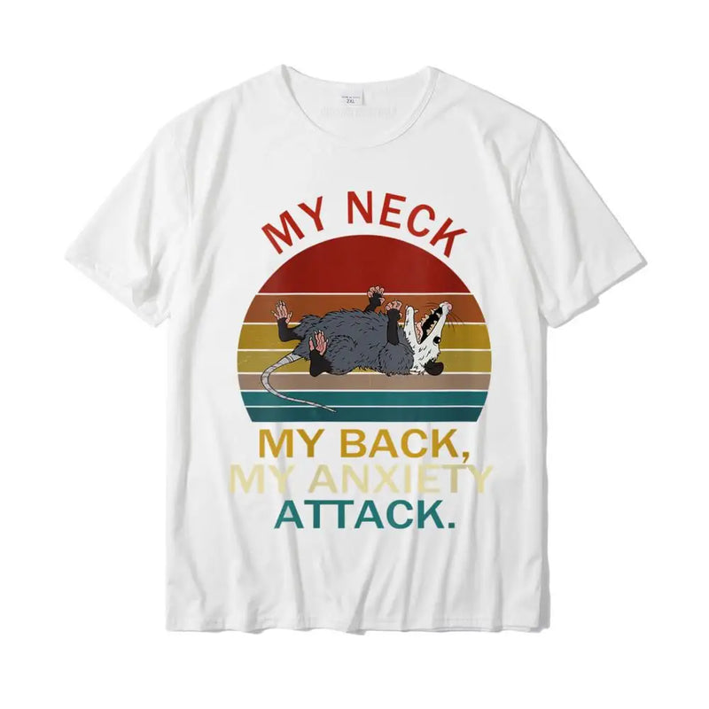 Womens My Neck My Back My Anxiety Attack Opossum Sunset Round Neck T-Shirt Cotton Boy Tops Shirt Summer T Shirts Summer Company