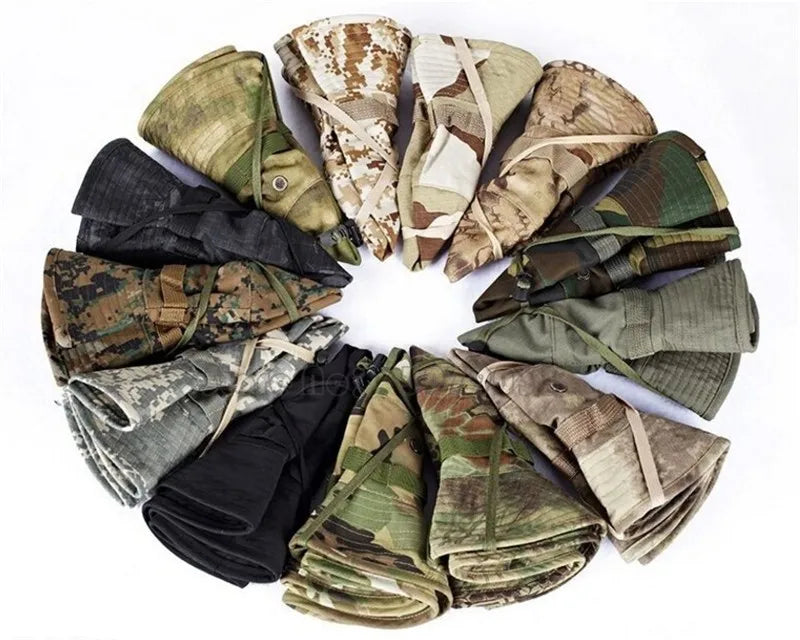 Hunting Bonnie Hat Tactical Airsoft Camouflage Camo Sniper Bucket Hats Outdoor Hiking Camping Fishing Cap