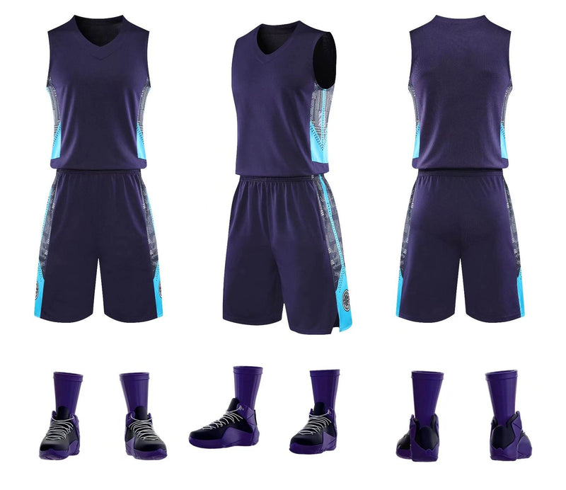 Hot Sale Summer Men's Basketball Kits Jersey Set Team Club Basketball Wear Print Number Basketball Uniforms