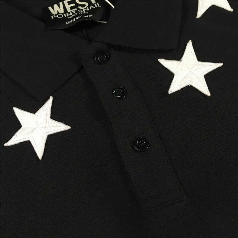 High New Novelty 2021 Embroidered 7 4 Stars Collar Cute crown Casual Polo Shirts Shirt Skateboard Cotton Polos Top Tee 046