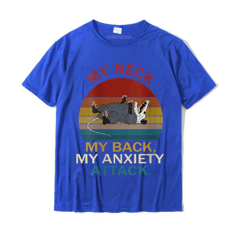 Womens My Neck My Back My Anxiety Attack Opossum Sunset Round Neck T-Shirt Cotton Boy Tops Shirt Summer T Shirts Summer Company