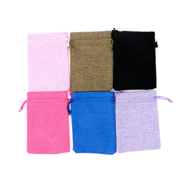 10pcs Linen Jute Jewelry Bag 13X18 Multi color Party Candy Bag Wedding Birthday Favor Gift Packaging Bags Jewellery Stand Custom