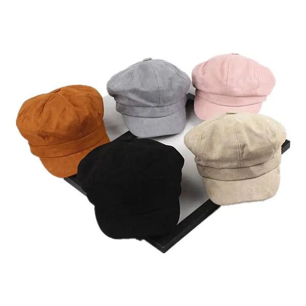 2019 Winter Warm Solid Octagonal Hats for Women and Girl Berets Painter Hat Beanie Cap 01