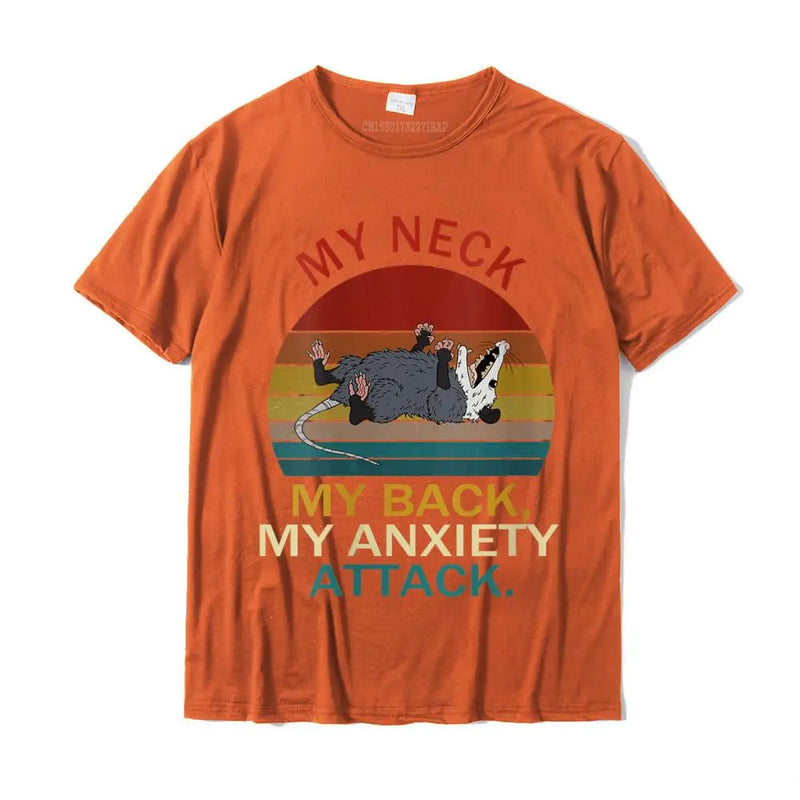 Womens My Neck My Back My Anxiety Attack Opossum Sunset Round Neck T-Shirt Cotton Boy Tops Shirt Summer T Shirts Summer Company