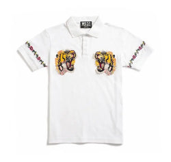 High New 2023 Men High Embroidery Double tiger head flowers Fashion Polo Shirts Shirt Skateboard Cotton Polos Top Tee #C37