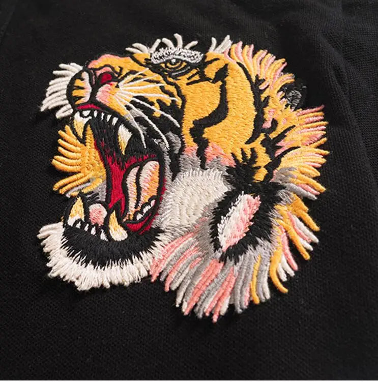 High New 2023 Men High Embroidery Double tiger head flowers Fashion Polo Shirts Shirt Skateboard Cotton Polos Top Tee #C37