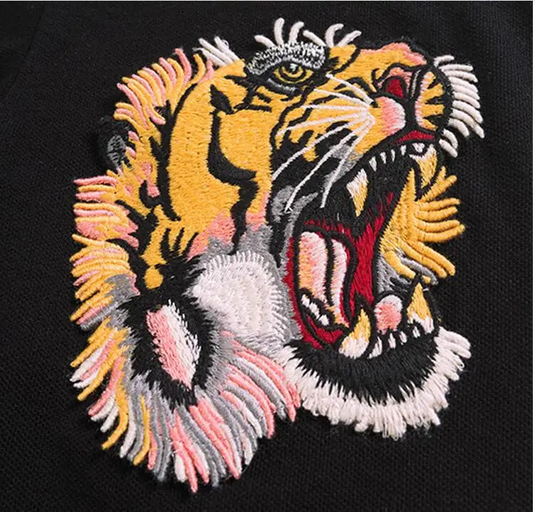 High New 2023 Men High Embroidery Double tiger head flowers Fashion Polo Shirts Shirt Skateboard Cotton Polos Top Tee #C37