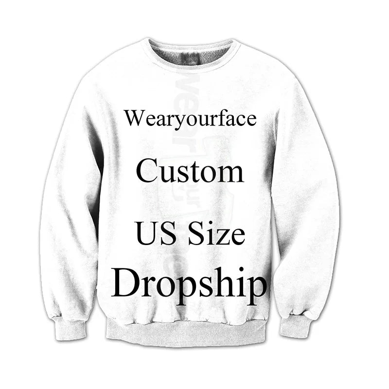 Custom Dropship US Size 3D All Over Printed Crewneck Sweatshirts Tracksuits Streetwear Outfits Sweats For Kid Women Men Sets