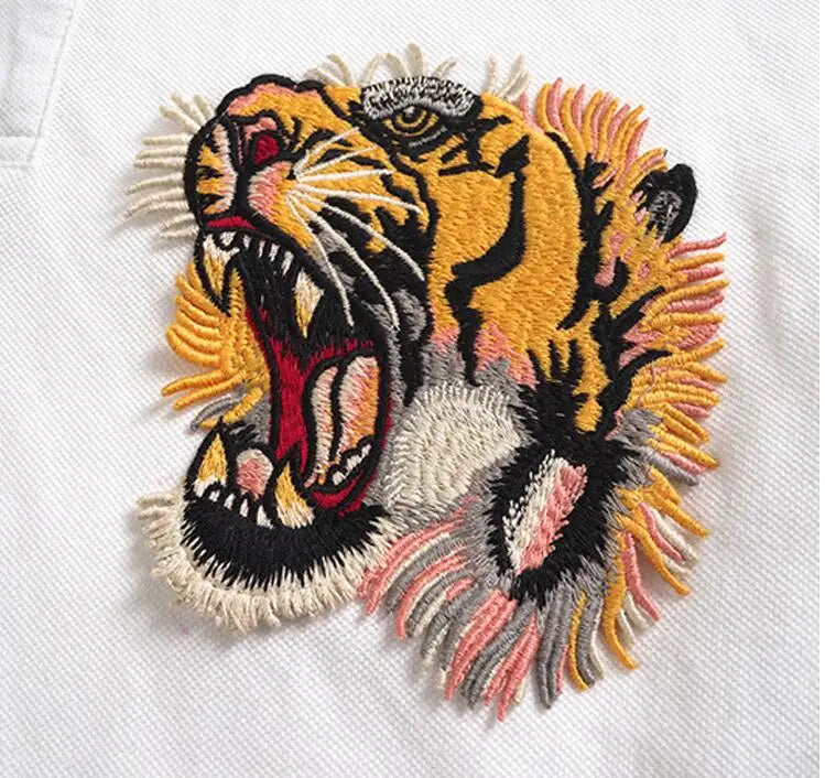 High New 2023 Men High Embroidery Double tiger head flowers Fashion Polo Shirts Shirt Skateboard Cotton Polos Top Tee #C37