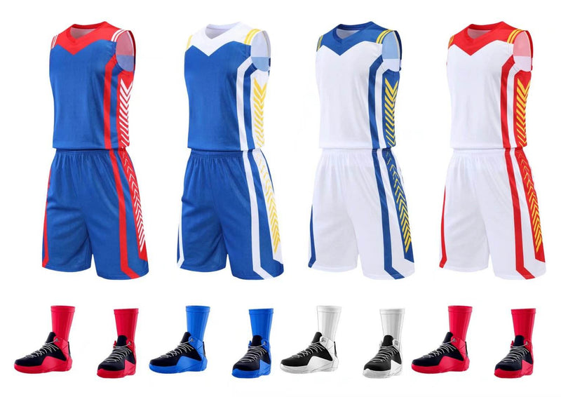 Hot sale Sublimation Men's Basketball Kits Jersey Set Team Club Basketball Wear Print Number Basketball Uniforms