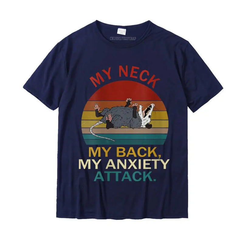 Womens My Neck My Back My Anxiety Attack Opossum Sunset Round Neck T-Shirt Cotton Boy Tops Shirt Summer T Shirts Summer Company