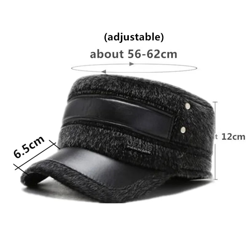 SILOQIN earmuffs caps for men winter warm Military Hats men's Imitation mink fur flat cap adjustable size dad casual brands cap