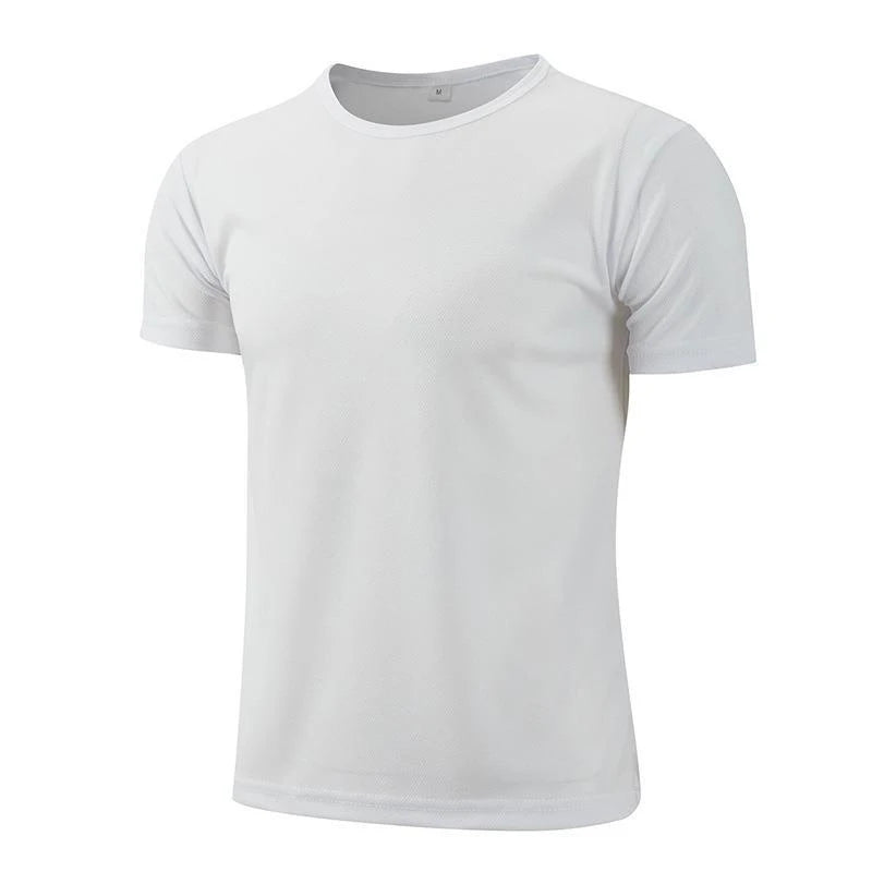 Summer T Shirt For Men Casual White T-Shirts Man Short Sleeve Top Breathable Tees Quick Dry Gym Shirt Soccer Jersey Male Clothes