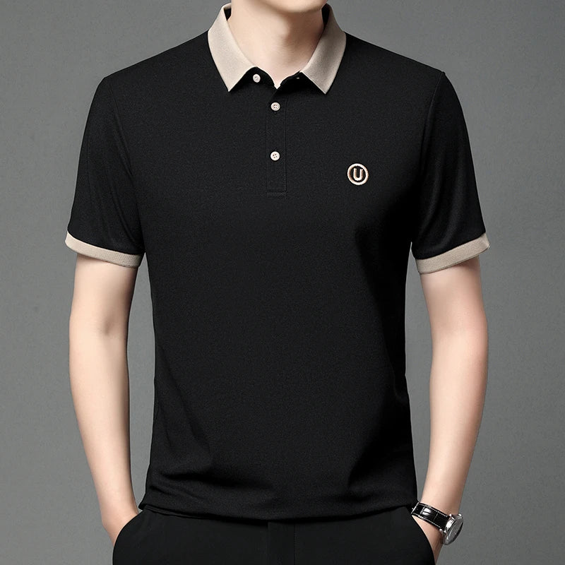 2024 Men's New Embroidered Cotton Business Leisure Short Sleeved POLO Shirt Fashion Comfortable and Breathable Top