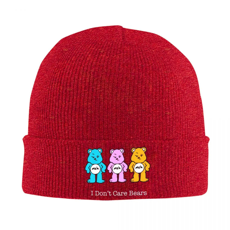 I Don't Care Bears 64153561 Beanie Hats Bonnet Hats Adult Unisex Vintage Kpop Knitted Hat Autumn Graphic Elastic Caps