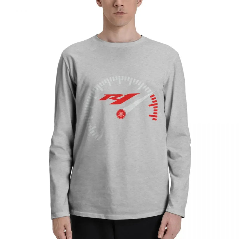 R1 Yzf Super Sports Motorcycle Rev Counter 01 Long Sleeve T-Shirts T-shirt Tee Soft Style Natural Streetwear