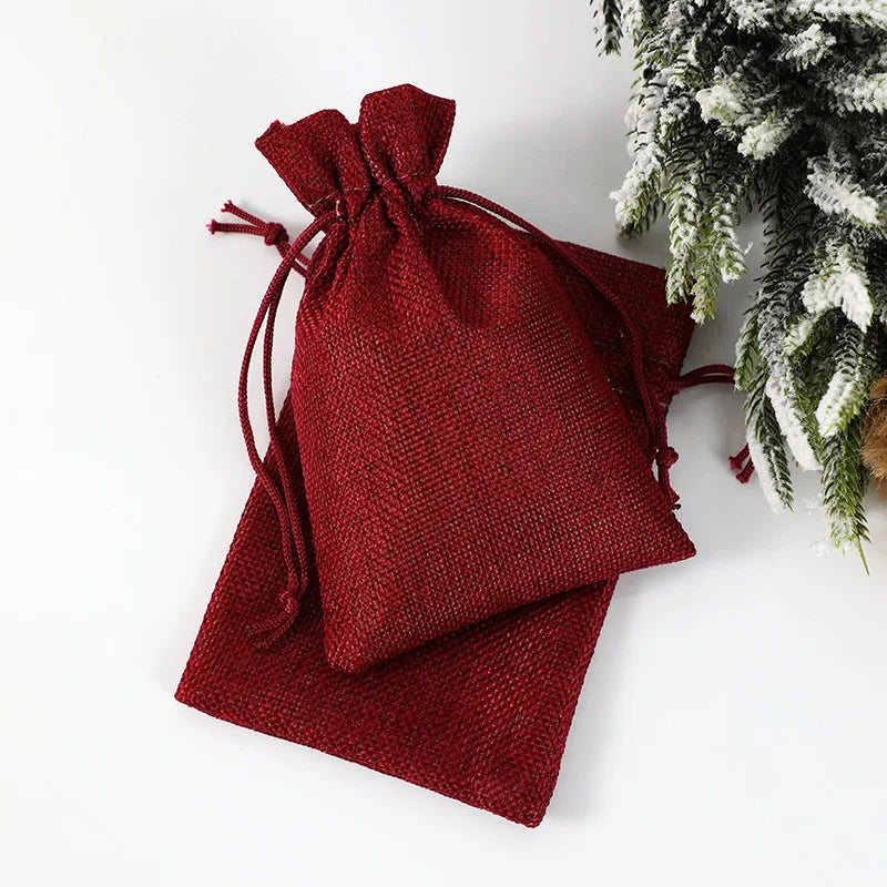 30/50 Pcs Multi Colors Jute Storage Bags Christmas Party Wedding Gift Fabric Package Drawstring Pouches Gift Bag 7x9/10x14cm