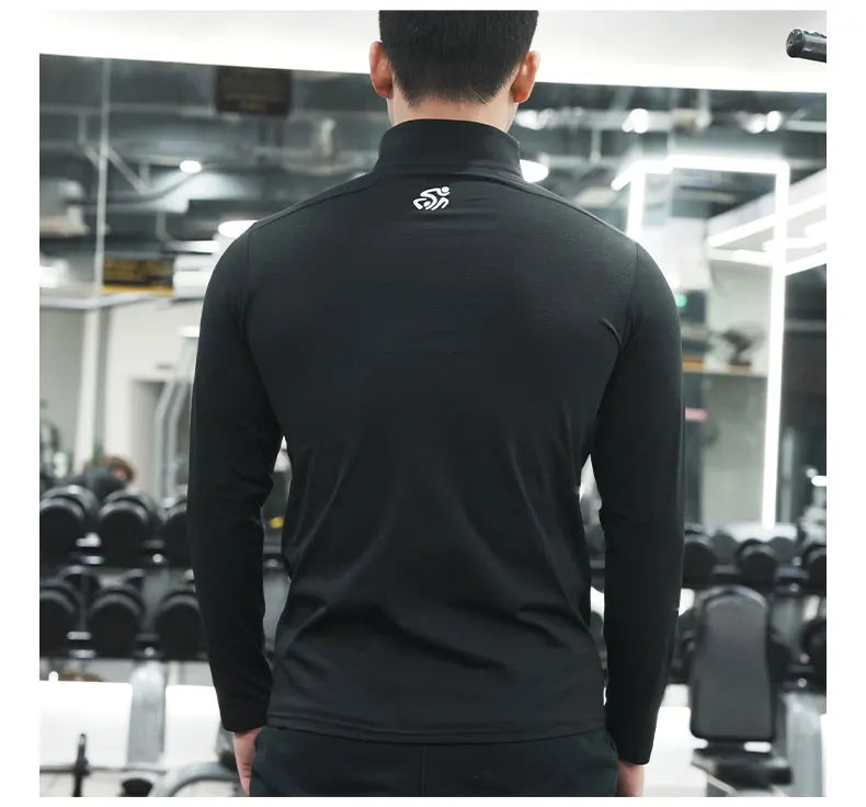 Men's Fitness Workout T-Shirt Top Half Zip Training Wear Quick Dry Running Exercise Long Sleeve Marathon Athletics Sweatshirts