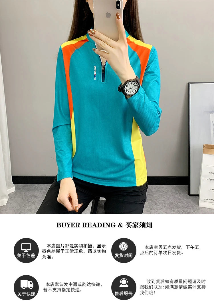 Quick Drying Long Sleeve T-Shirt for Female Breathable Outdoor Sweatshirt Fashion Leisure Print Women Hiking Running Marathon