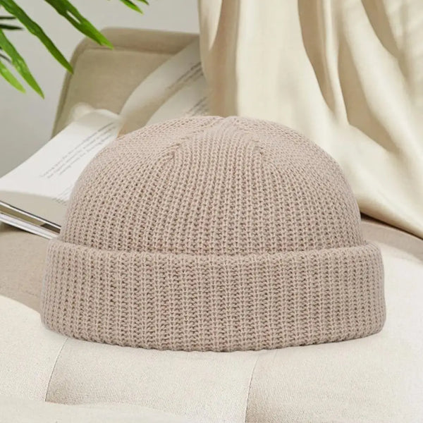 Knit Beanie Cozy Knitted Dome Hat for Winter Outdoor Activities Unisex Solid Color Ear Cap for Skiing Wear Winter Cap