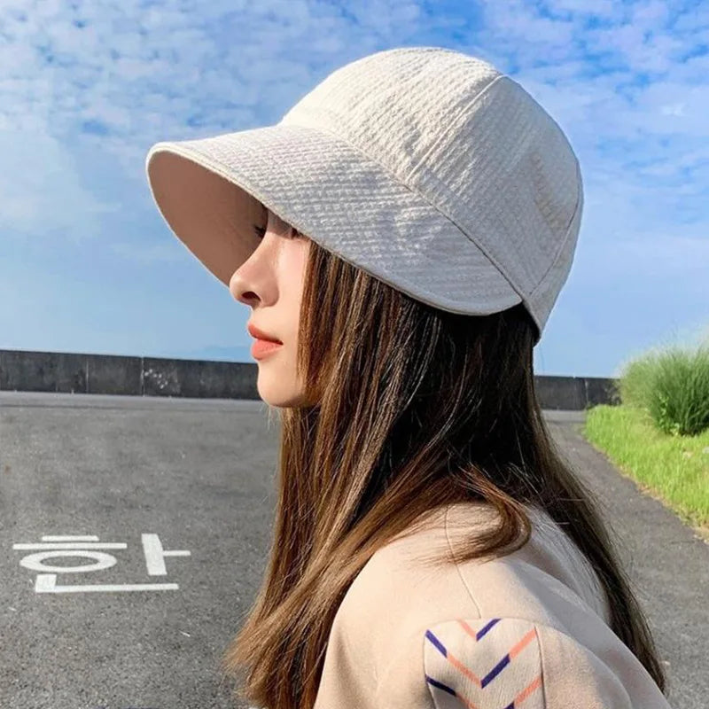 Summer Beach Hat Big Visor Sun Hats for Women Outdoor UV Protection Sport Baseball Cap Foldable Fisherman Cap Waffle Bucket Hat