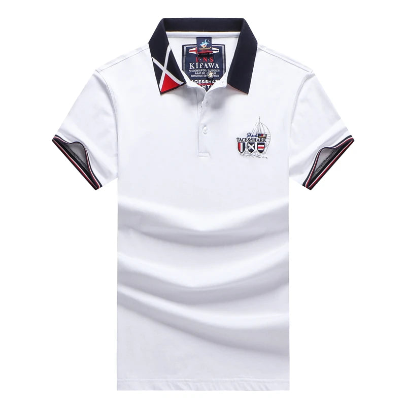 TACE&SHARK Fashion Personality Solid Color Embroidery Polo Shirt 2022 Summer Men Business Shark Polos Mens Casual Clothing