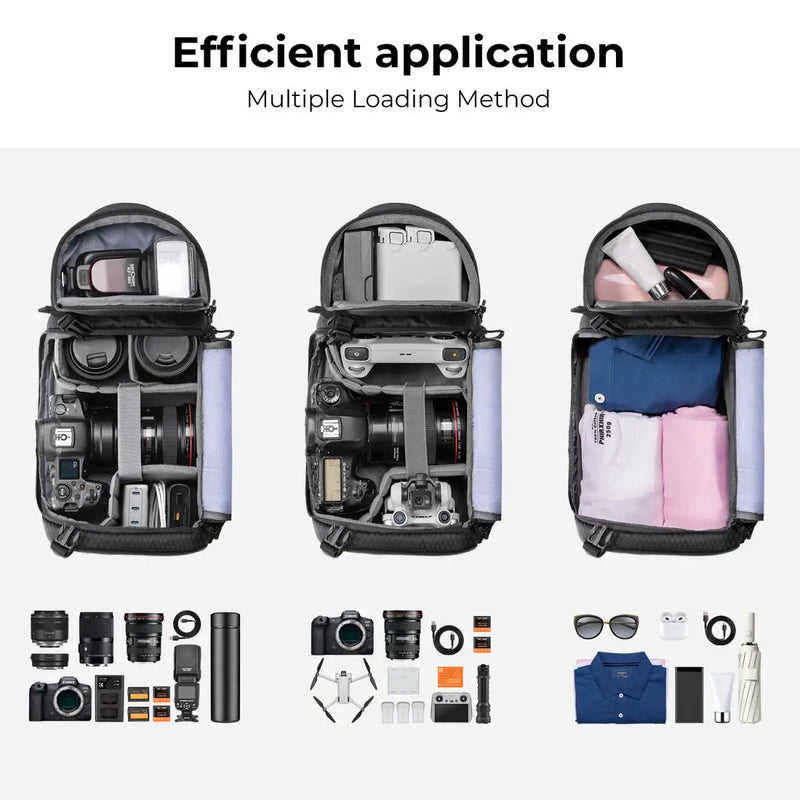 K&F Concept 10L Camera Sling Bag Shoulder Bag Waterproof Camera Crossbody Backpack for DSLR Camera Case with Tripod Holder