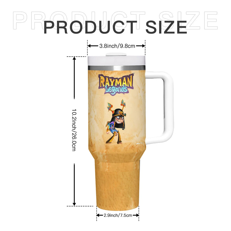 Travel Mugs Cartoon-Rayman-Legends-Adventures-Game Stainless Steel 304 Thermal 40oz/1200ml  Large Capacity Handle Car Cup