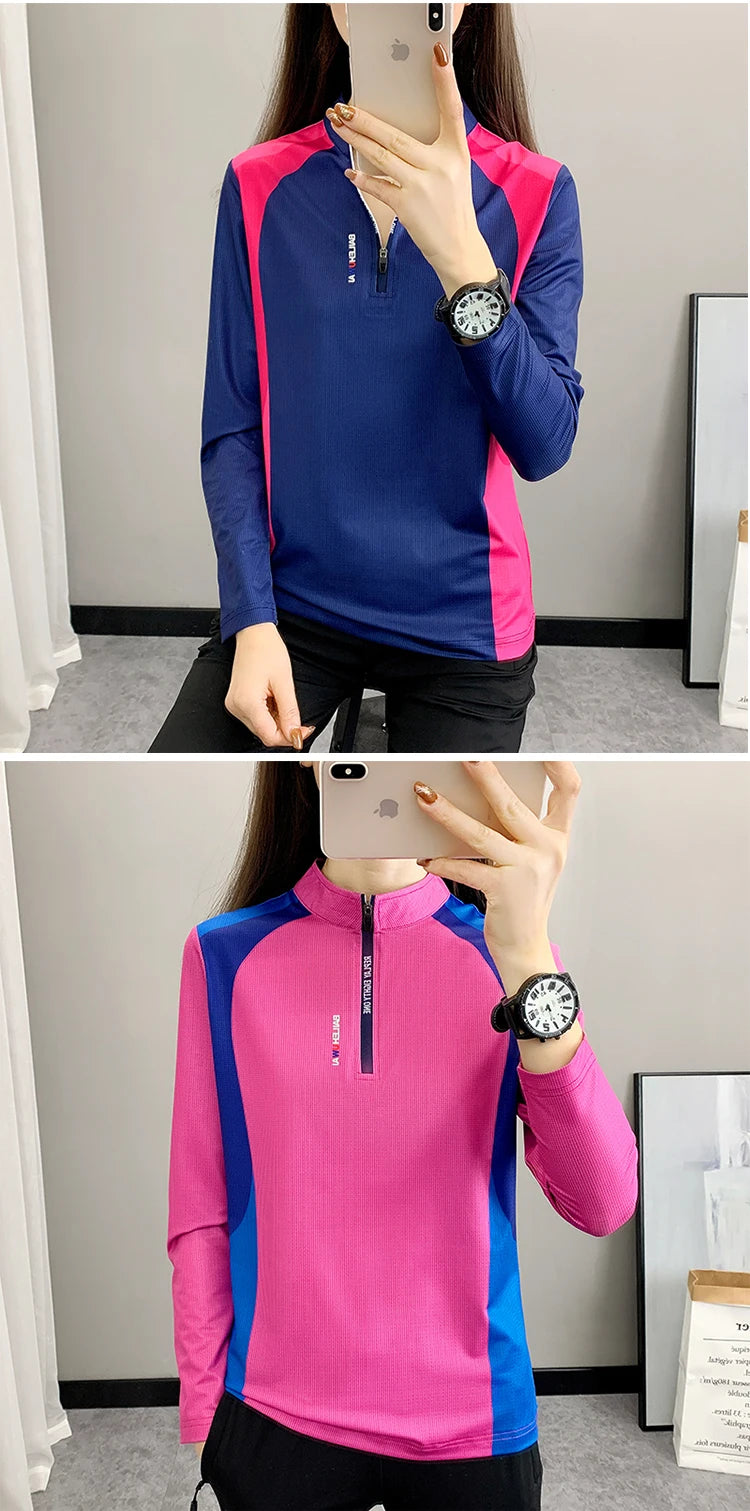 Quick Drying Long Sleeve T-Shirt for Female Breathable Outdoor Sweatshirt Fashion Leisure Print Women Hiking Running Marathon