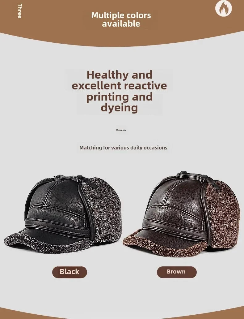 Winter Warm Ear Protect Cap Hat Men Outdoor Windproof Cap Bomber Hat Baseball Cap Ear Warm Man Dad Father Grandpa Gift