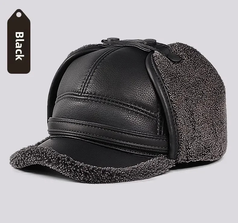 Winter Warm Ear Protect Cap Hat Men Outdoor Windproof Cap Bomber Hat Baseball Cap Ear Warm Man Dad Father Grandpa Gift