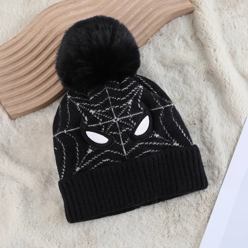 Marvel Spiderman New Fashion Autumn Winter Cartoon Kids Color Matching Knitted Hat Boys Girl Wool Cap Children Thick Beanies Hat