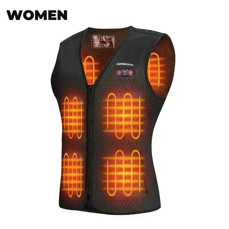 KEMIMOTO Heated Vest Women Men Winter Warmer 8 Heating Areas USB Electric Thermal Lady‘s Jacket for Outdoor Skiing Cycling