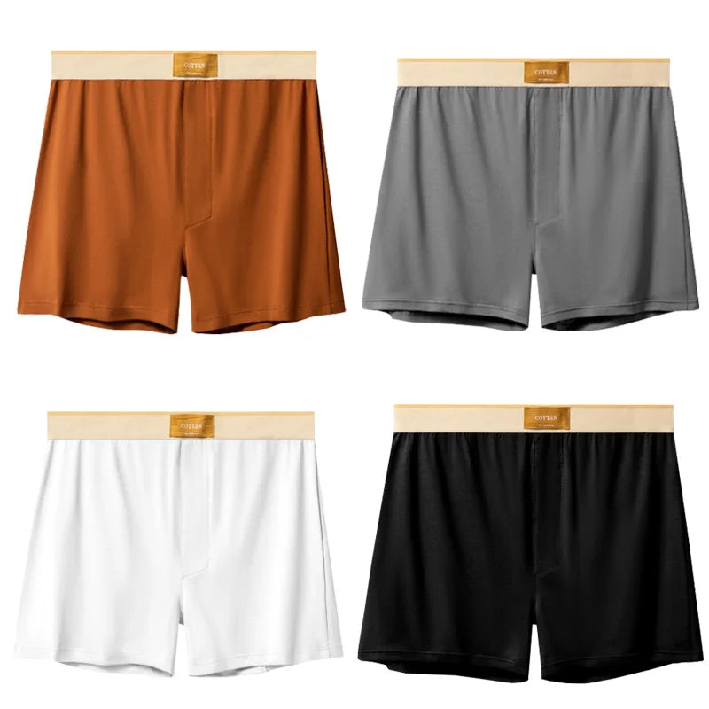 4pcs Male Arrow Pants Men Cotton Boxers Shorts Loose Mid-Waisted Men's Plus Size Underwear Homewear Comfortable Panties