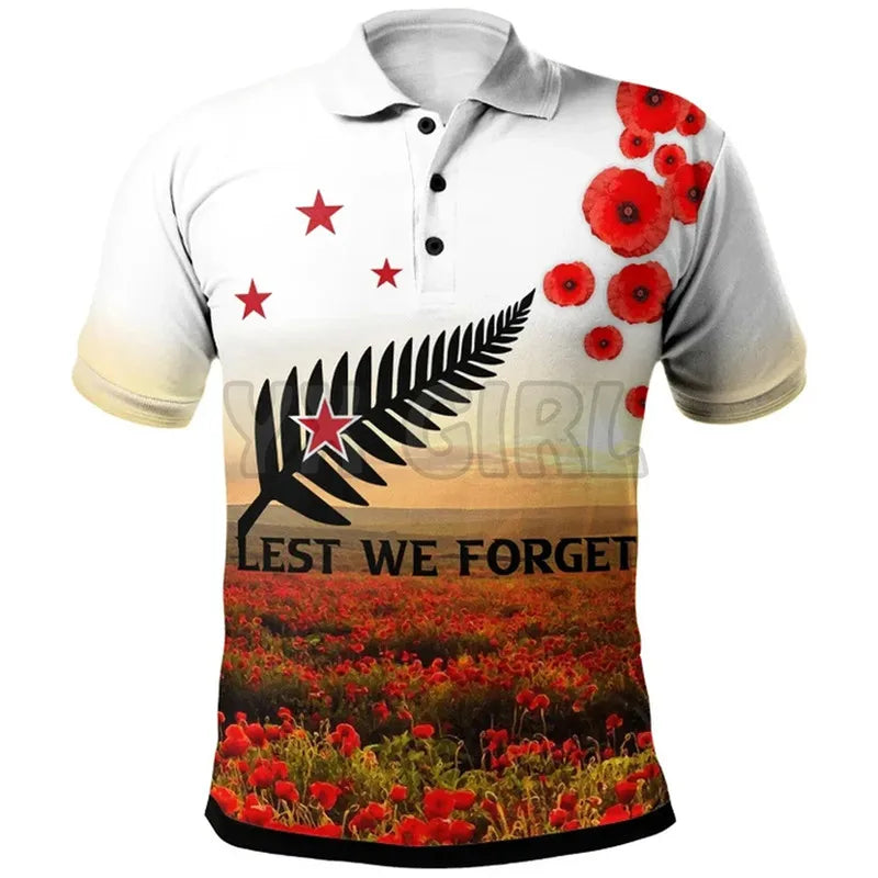 2024 Summer shirts women for men New Anzac Day Lest We Forget Military Patterns Polo Shirts 3D print Short sleeve t shirts Tops